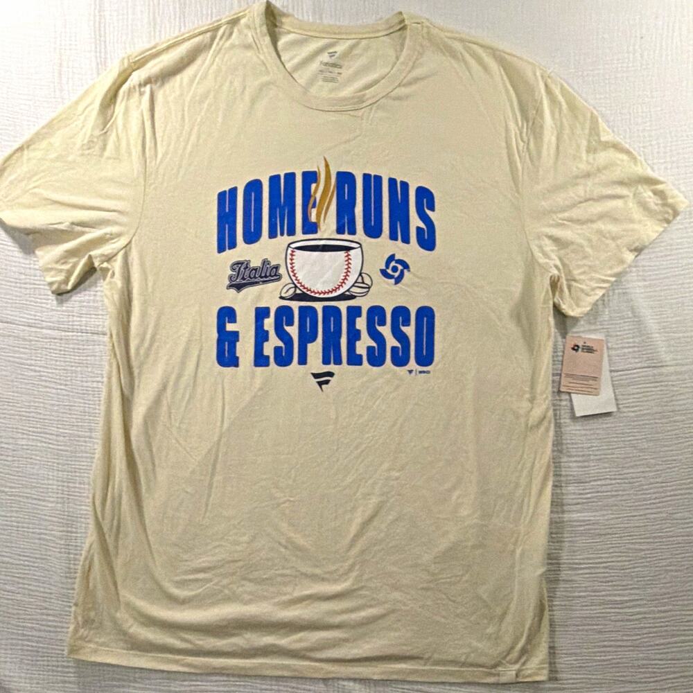 Fanatics Italy World Baseball Classic Home Runs & Espresso Tee Men's XL Beige